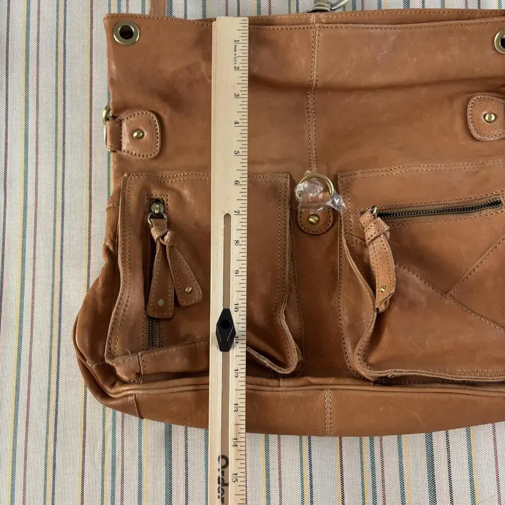 Chocolat Blu Leather Bag Womens Tan Brown Convertible Shoulder Crossbody NWT